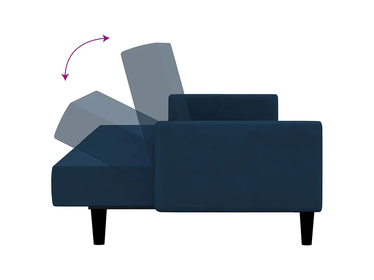 Canapé-lit à 2 places Bleu Velours