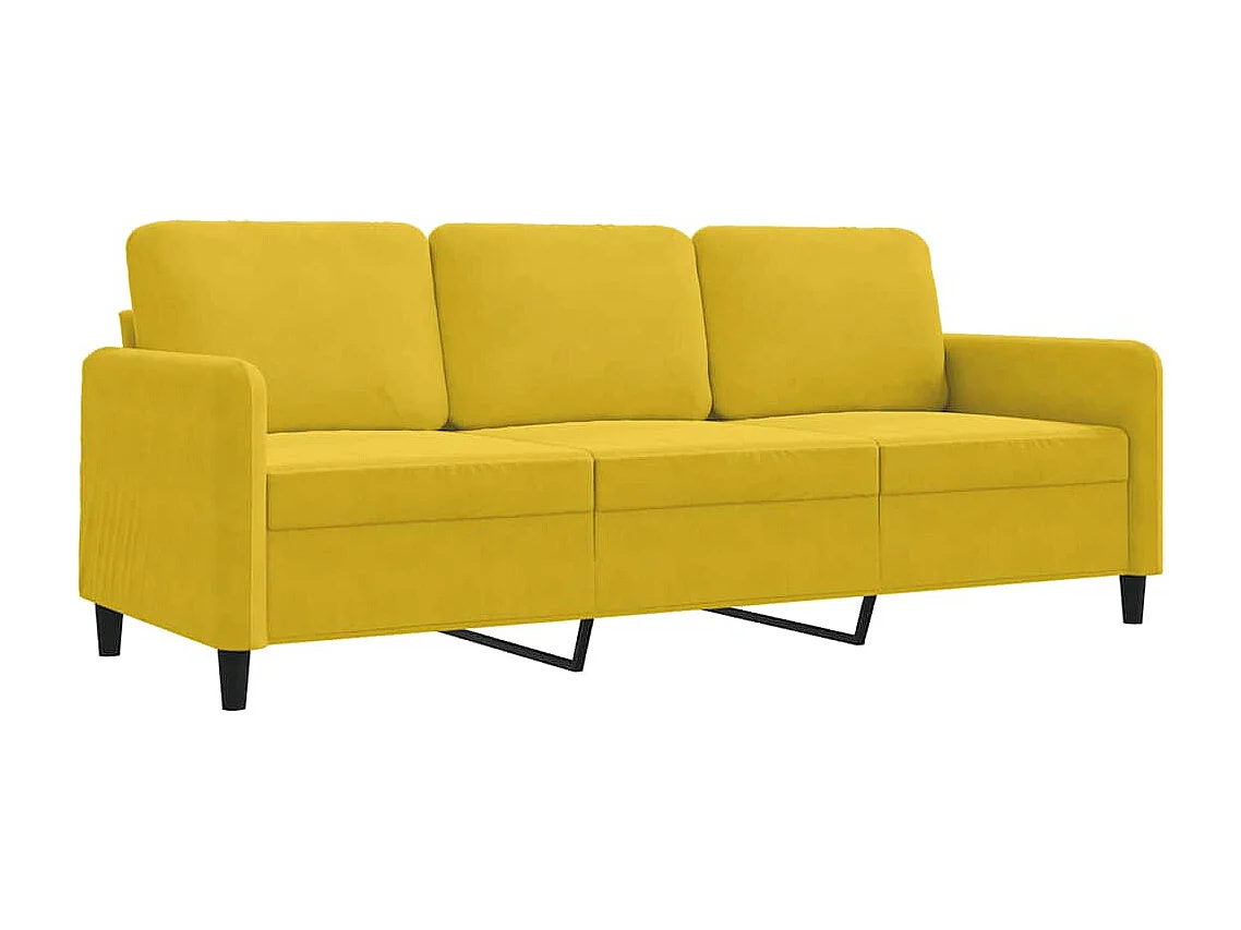 Canapé à 3 places Jaune 180 cm Velours