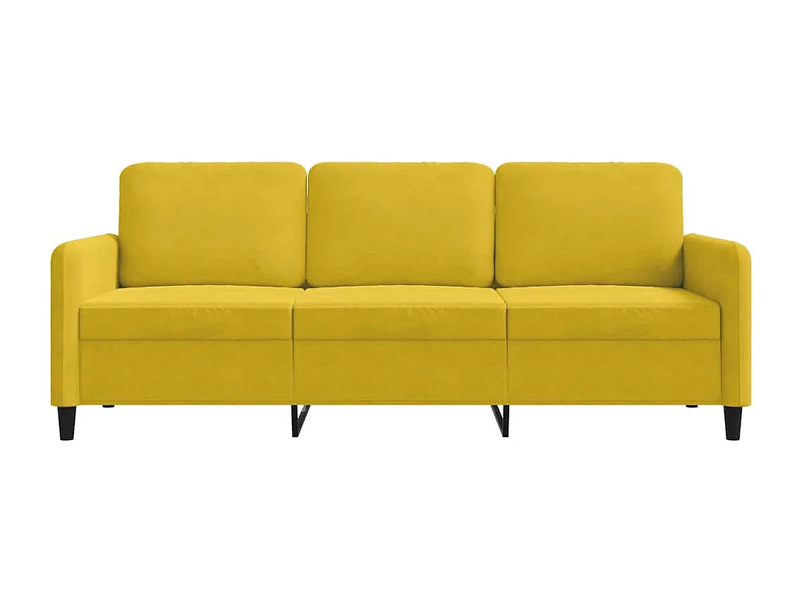 Canapé à 3 places Jaune 180 cm Velours