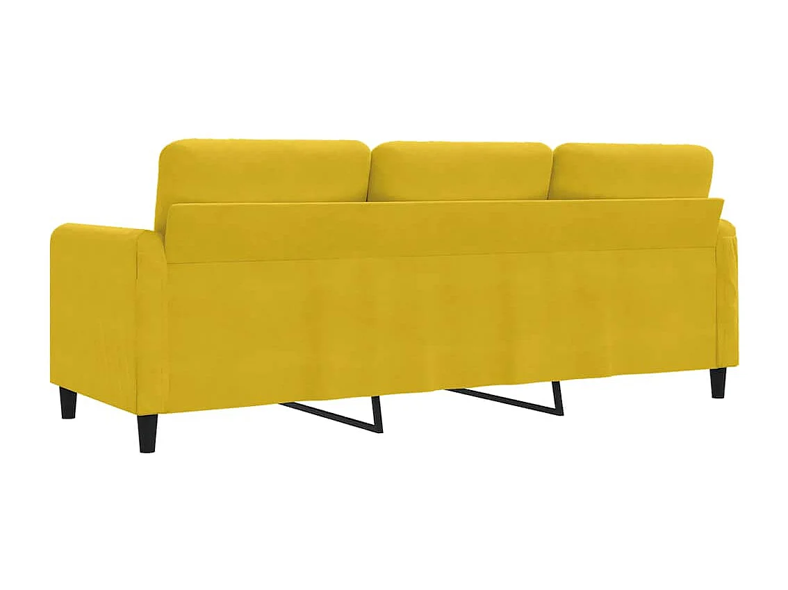 Canapé à 3 places Jaune 180 cm Velours