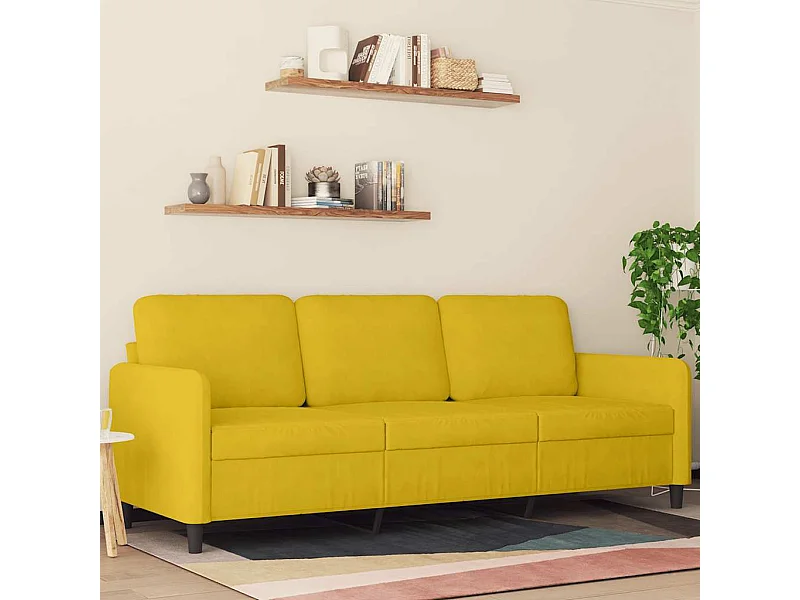 Driezitsbank 180 cm fluweel geel