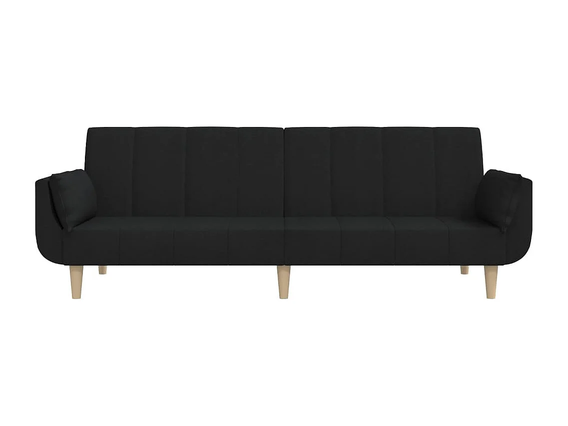 Schlafsofa 2-Sitzer mit 2 Kissen Schwarz Stoff