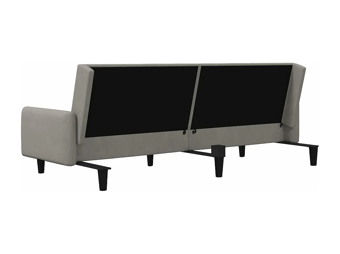 Sofá-cama de 2 lugares veludo cinzento-claro