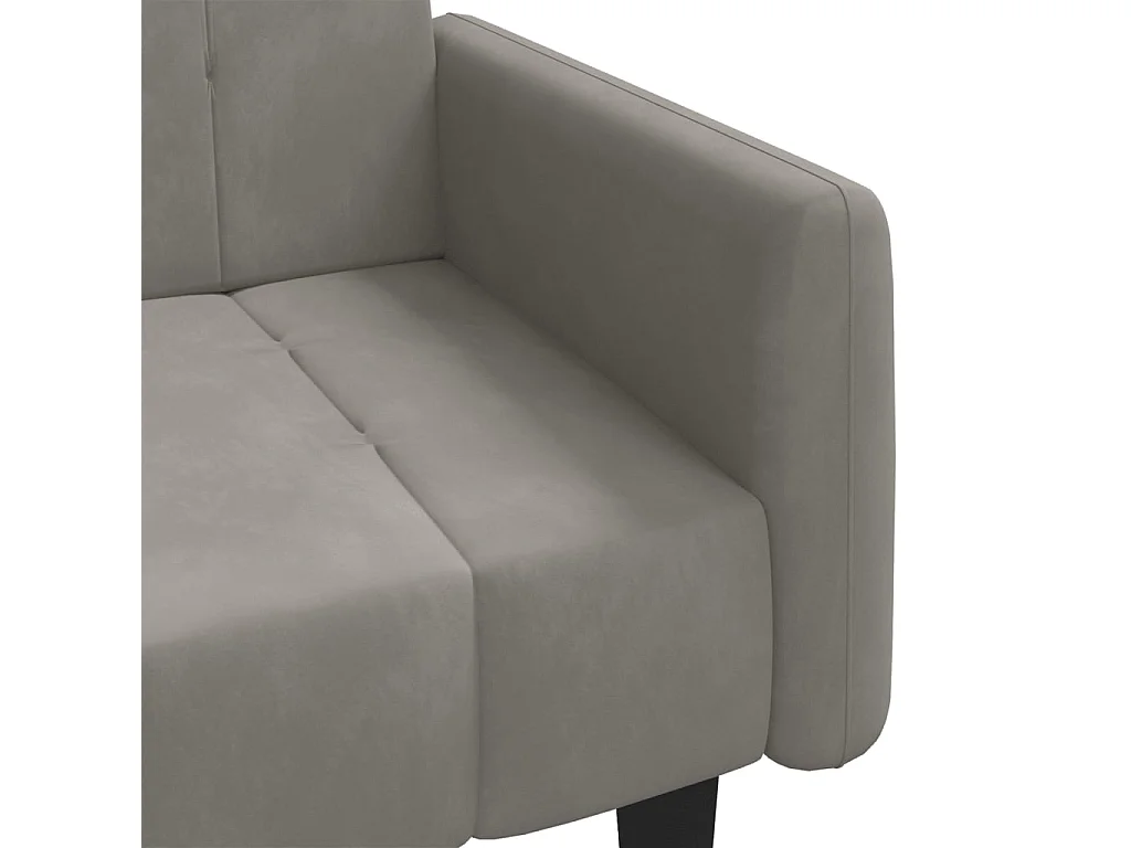 Sofá-cama de 2 lugares veludo cinzento-claro