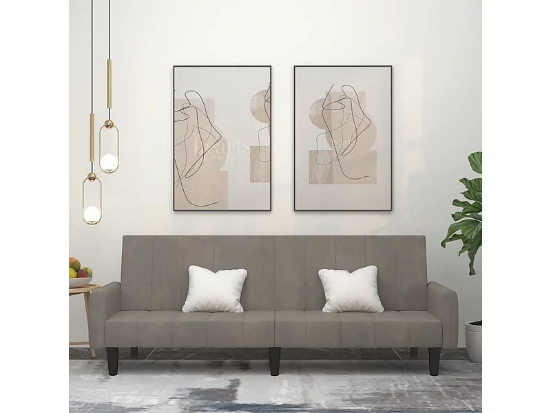 Divano Letto a 2 Posti Grigio Chiaro in Velluto