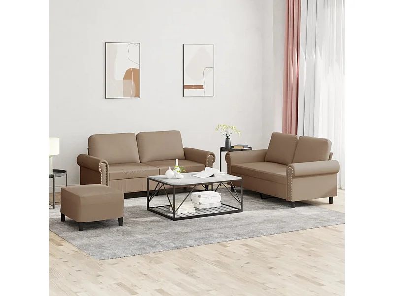 Ensemble de canapés 3 pcs avec coussins Cappuccino Similicuir