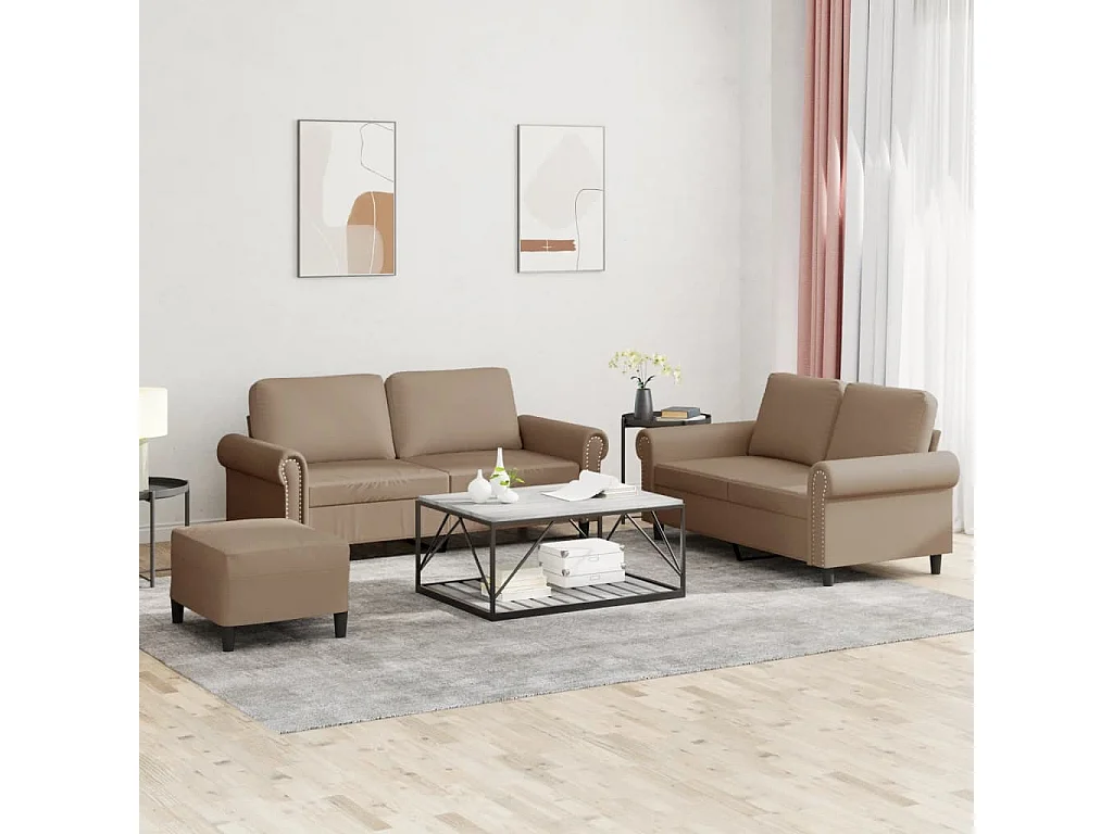 Ensemble de canapés 3 pcs avec coussins Cappuccino Similicuir