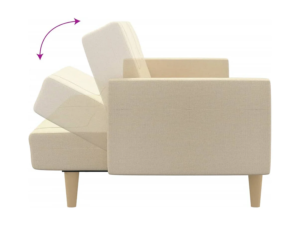 Schlafsofa 2-Sitzer Creme Stoff