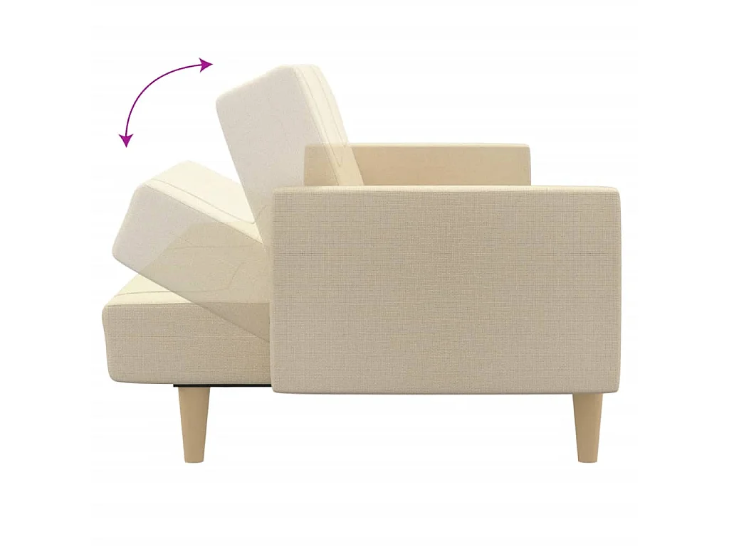 Canapé convertible clic-clac 2 places en tissu crème