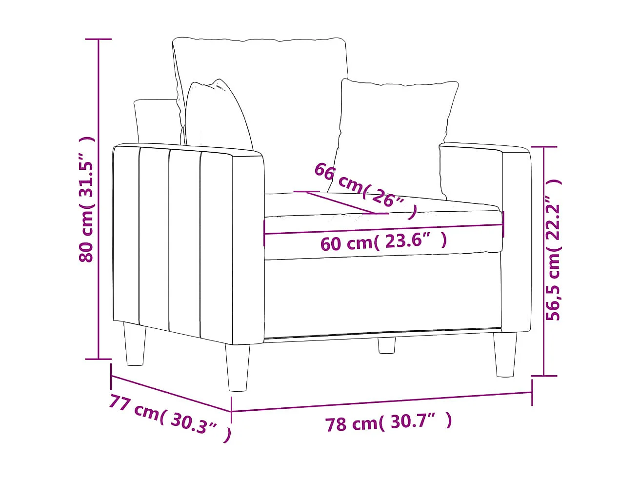 Sessel Creme 60 cm Samt