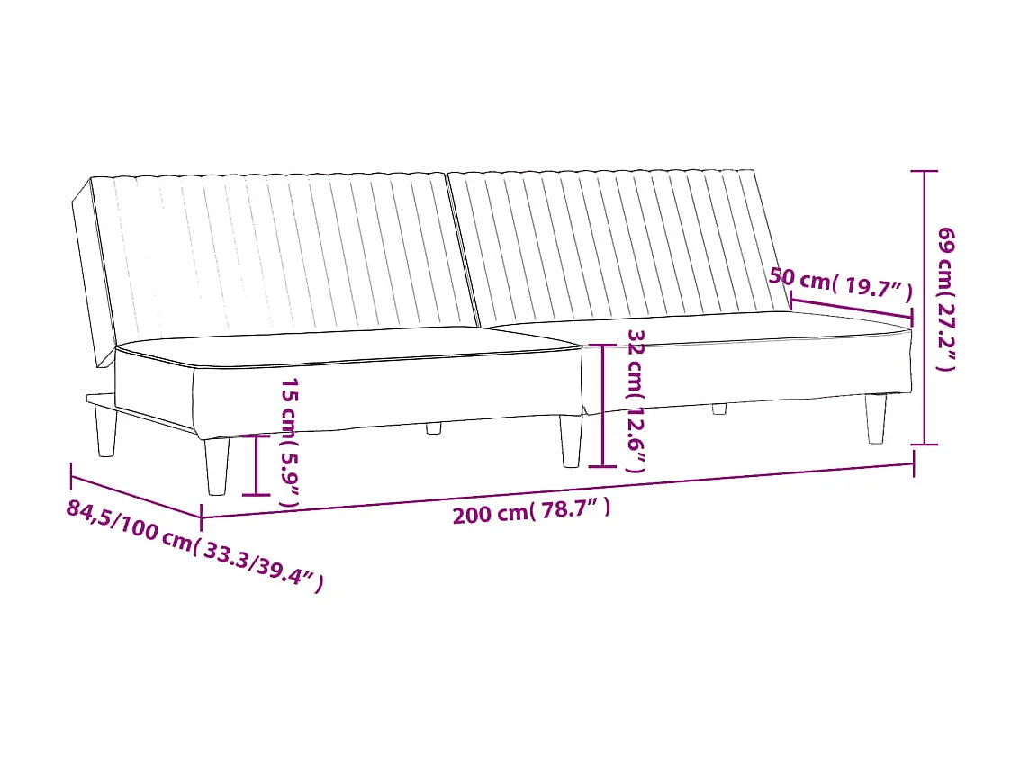 Sofá cama de 2 plazas terciopelo verde claro