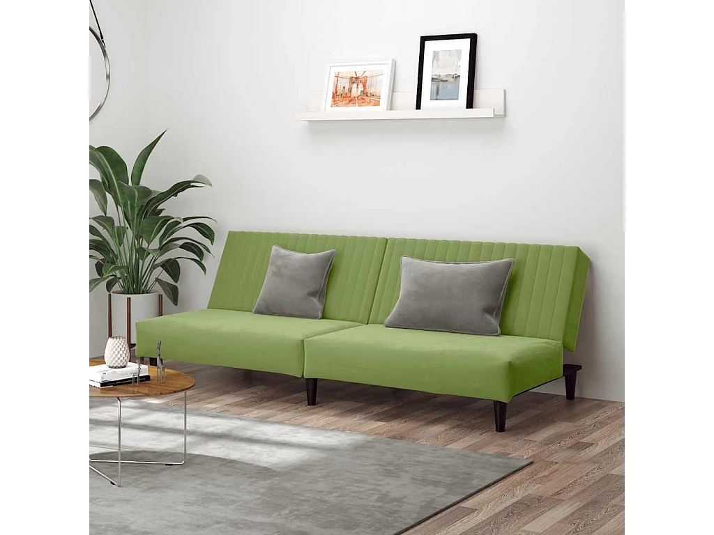 Canapé-lit à 2 places vert clair velours