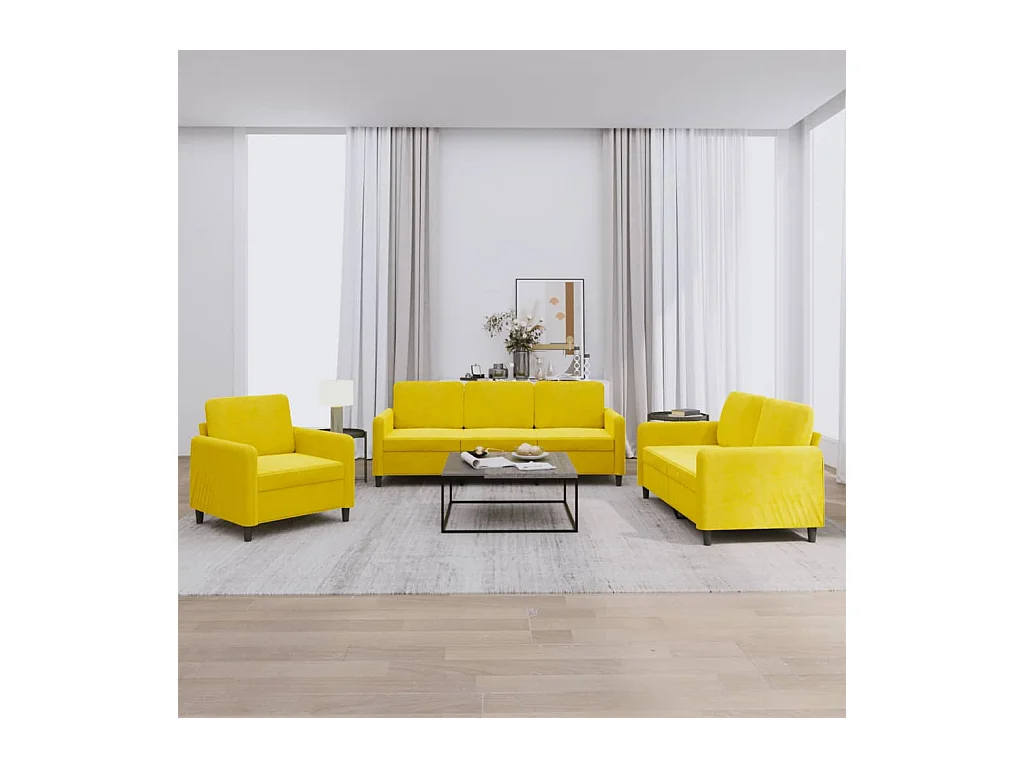 Ensemble de canapés 3 pcs jaune velours