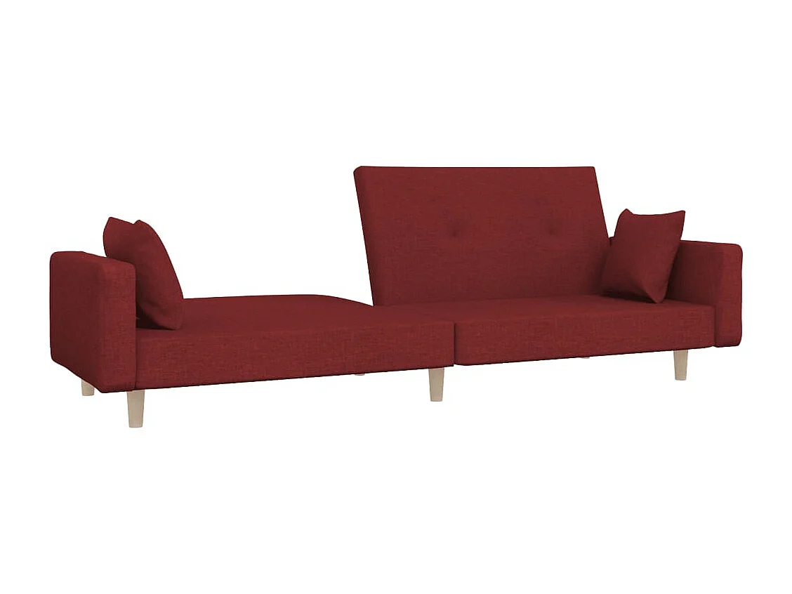 Slaapbank 2-zits met 2 kussens stof wijnrood