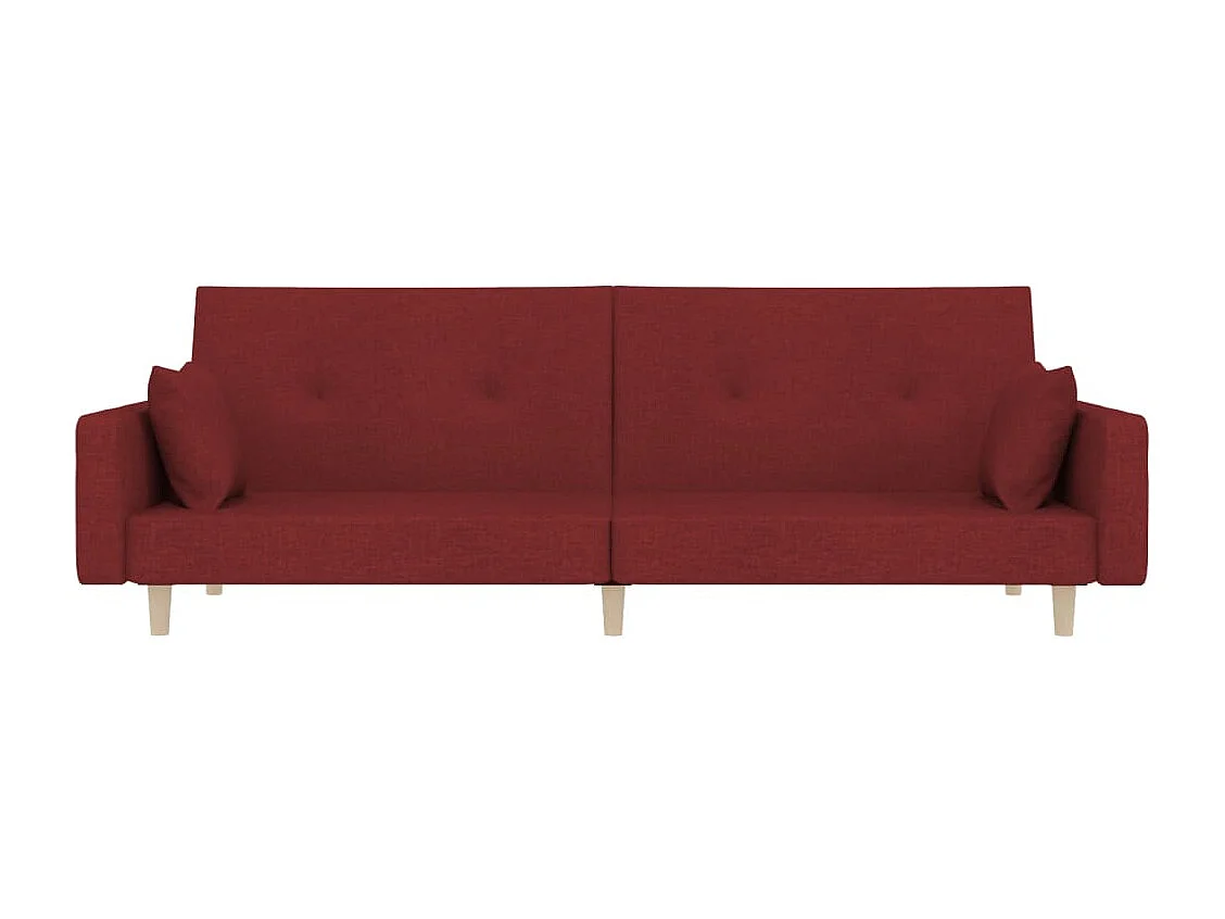Slaapbank 2-zits met 2 kussens stof wijnrood