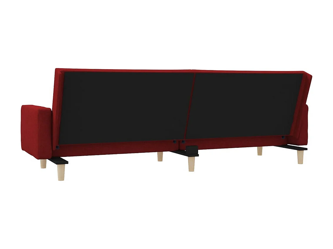 Slaapbank 2-zits met 2 kussens stof wijnrood