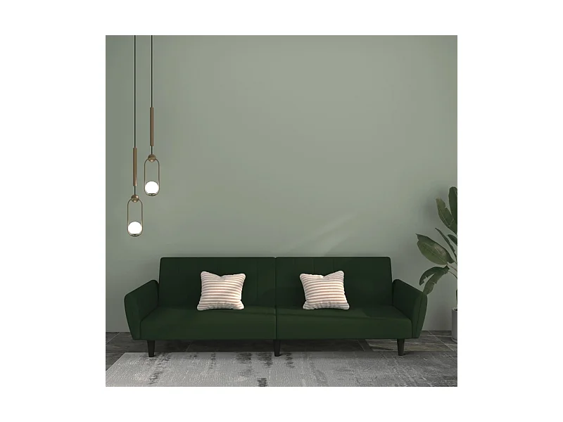 Schlafsofa 2-Sitzer Dunkelgrün Samt