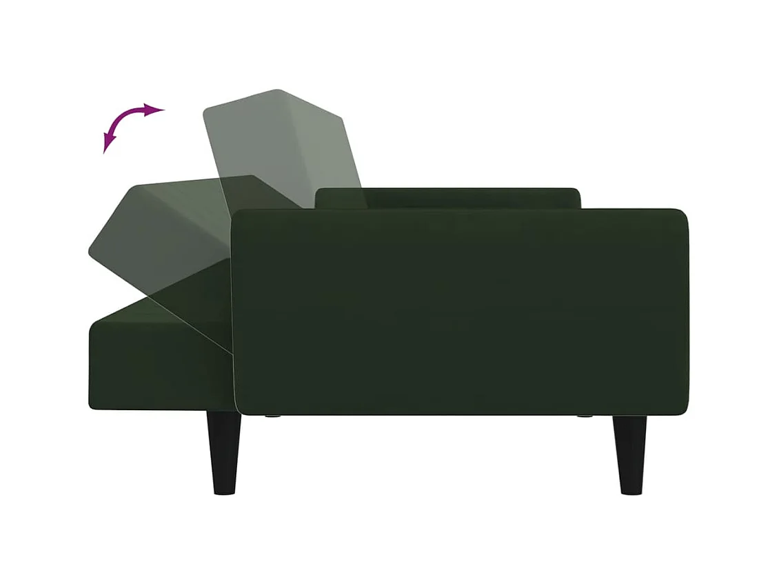 Slaapbank 2-zits fluweel donkergroen