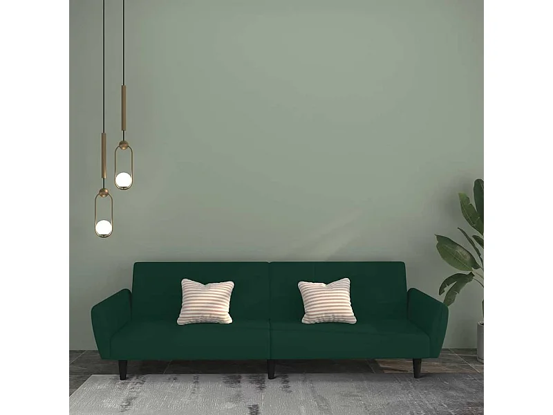 Canapé-lit à 2 places vert foncé velours