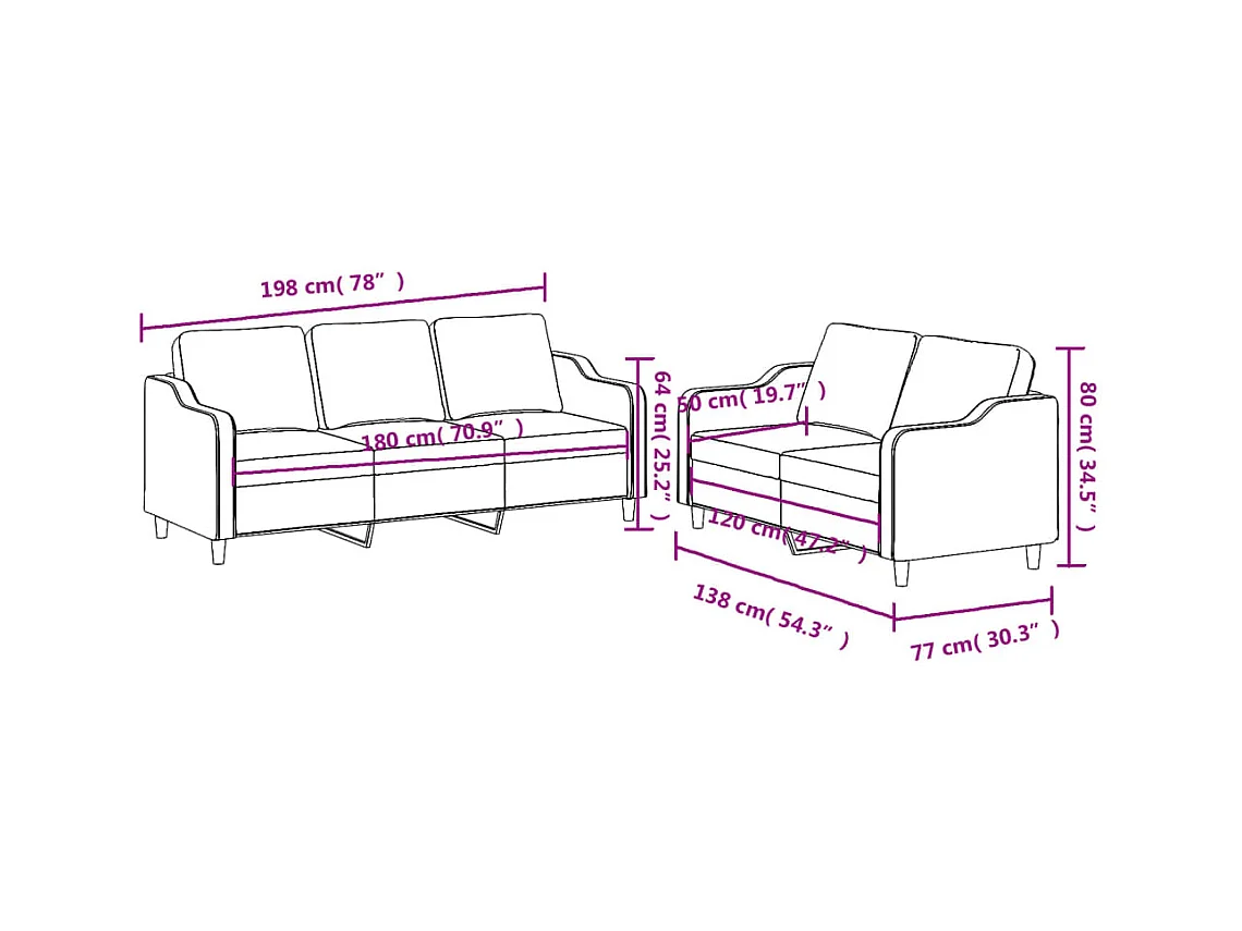 2-delige Loungeset met kussens stof wijnrood