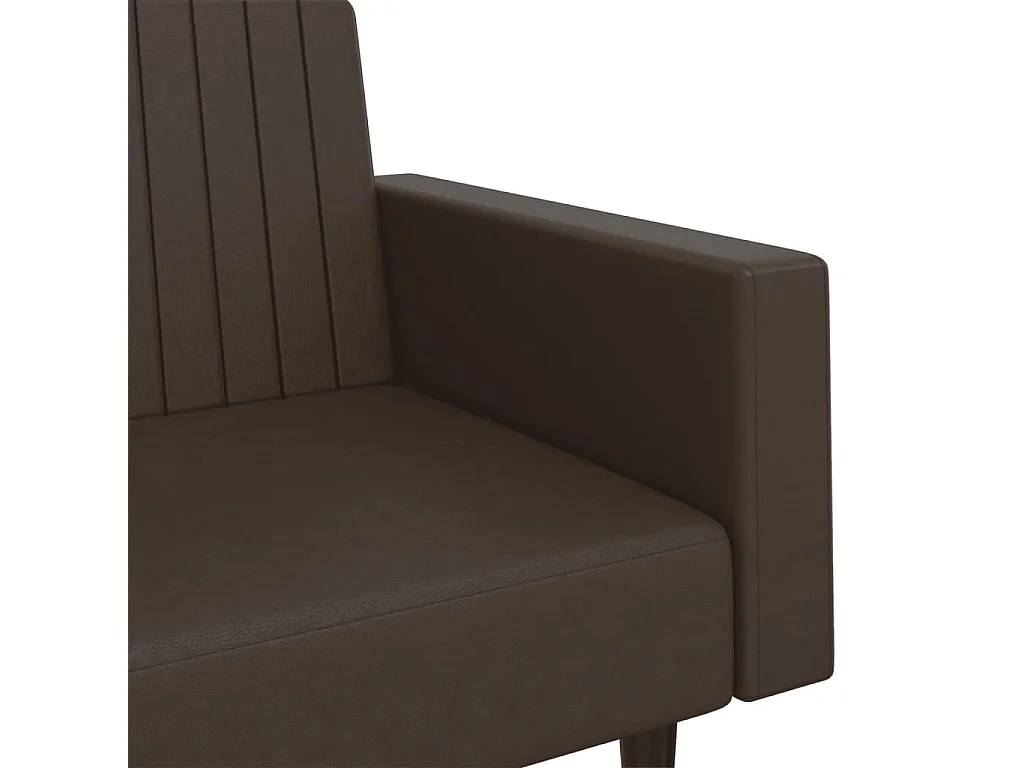 Sofá-cama de 2 lugares couro artificial castanho