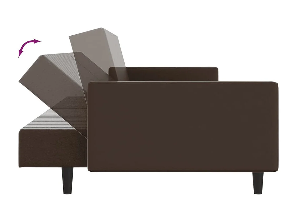 Canapé-lit 2 places marron similicuir