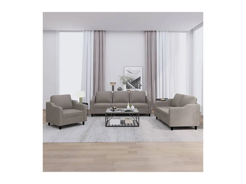 Ensemble de canapés 3 pcs avec coussins Taupe Tissu