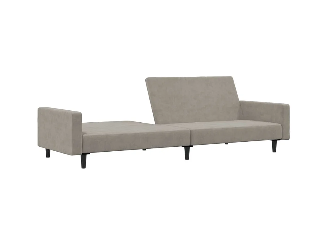 Slaapbank 2-zits fluweel lichtgrijs