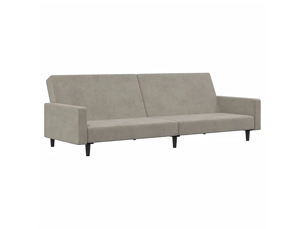 Slaapbank 2-zits fluweel lichtgrijs