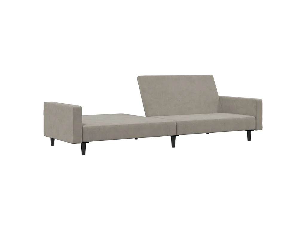 Slaapbank 2-zits fluweel lichtgrijs