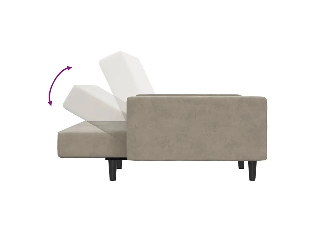 Slaapbank 2-zits fluweel lichtgrijs