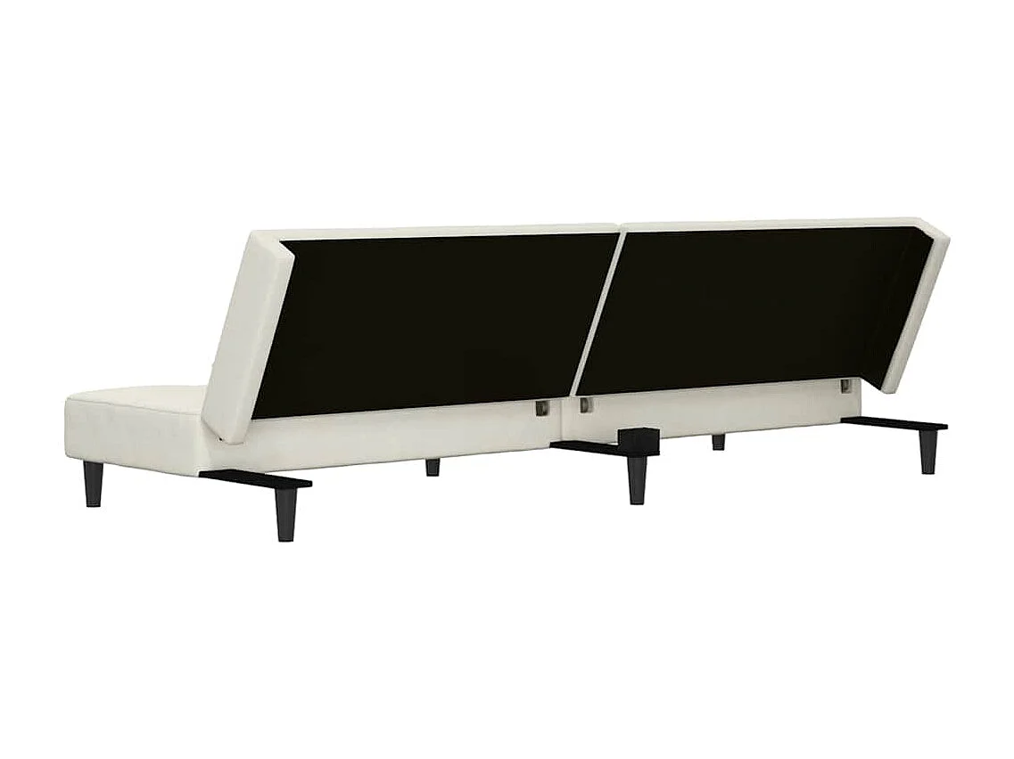 Canapé-lit à 2 places avec deux oreillers crème velours