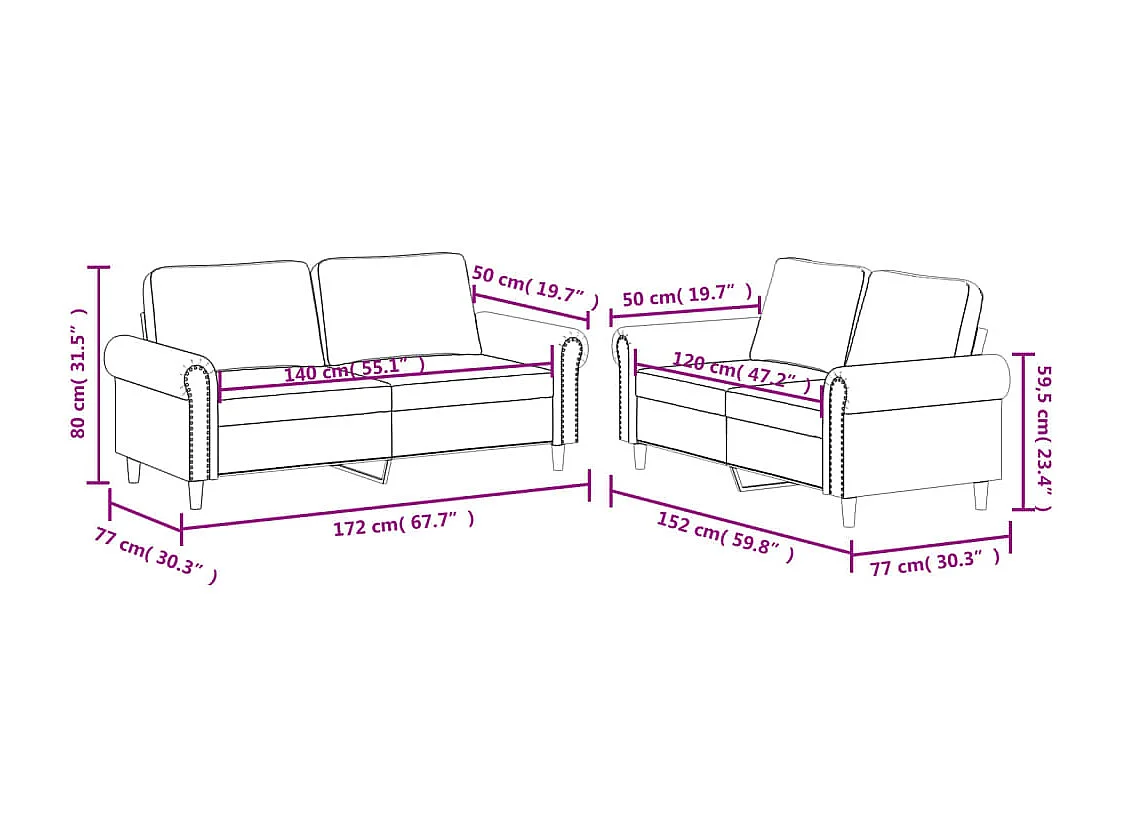 2-delige Loungeset met kussens kunstleer grijs
