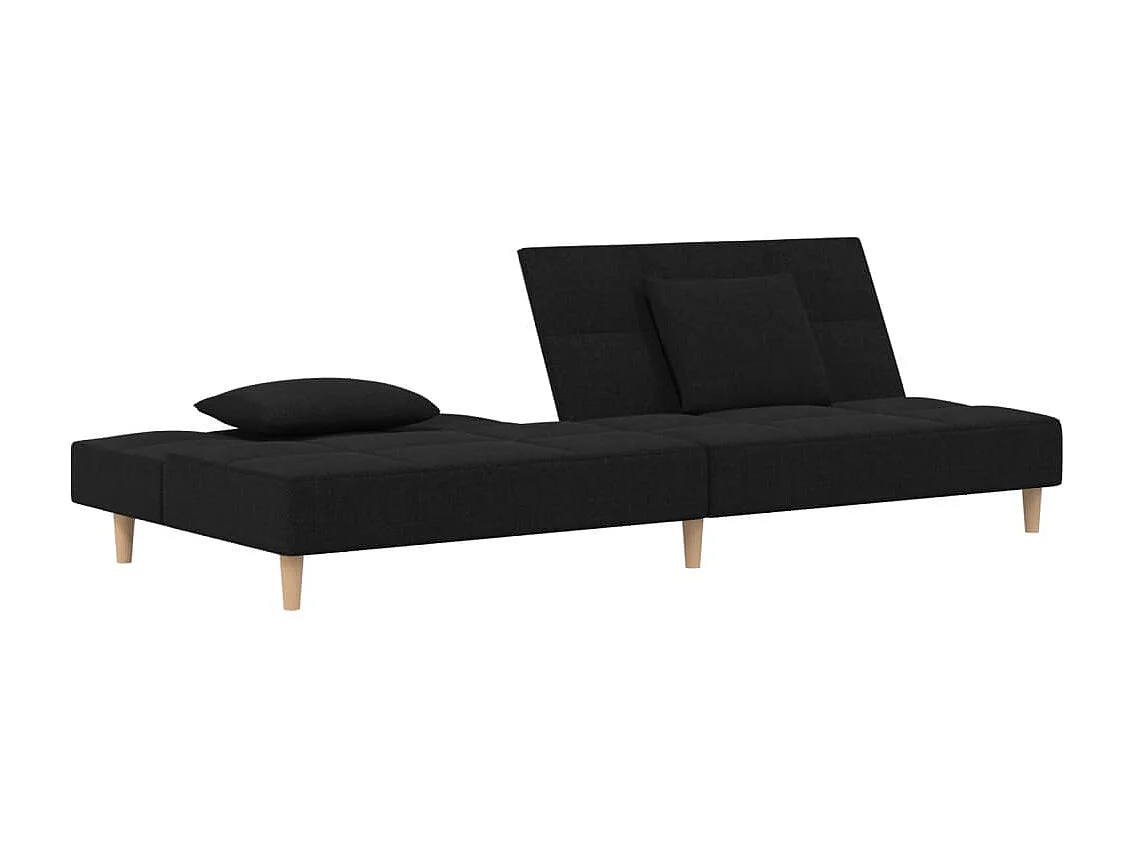 Schlafsofa 2-Sitzer mit 2 Kissen Schwarz Stoff