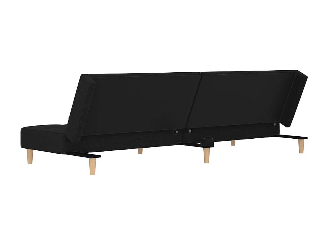 Schlafsofa 2-Sitzer mit 2 Kissen Schwarz Stoff