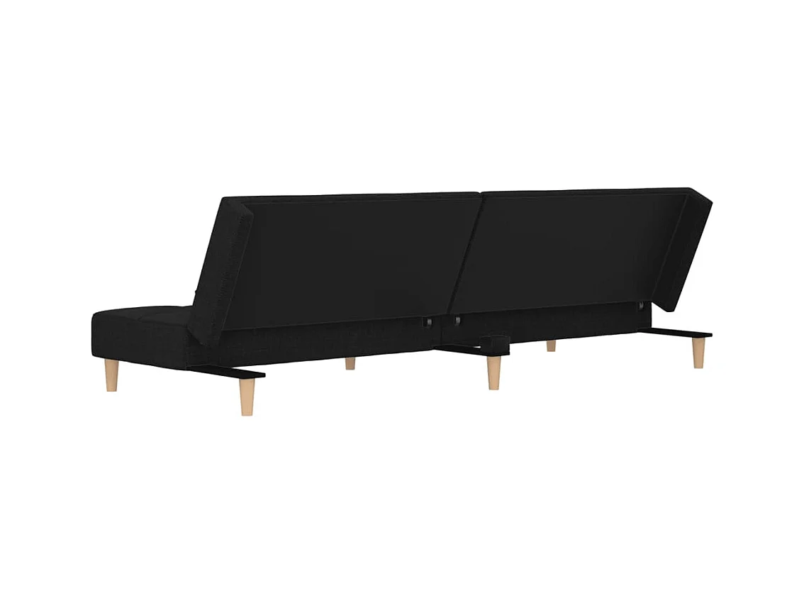 Slaapbank 2-zits met 2 kussens stof zwart