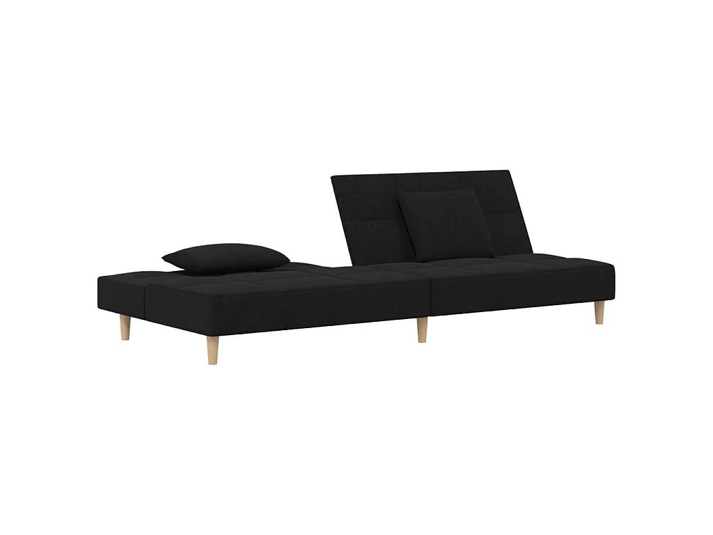 Divano Letto a 2 Posti con 2 Cuscini Nero in Tessuto