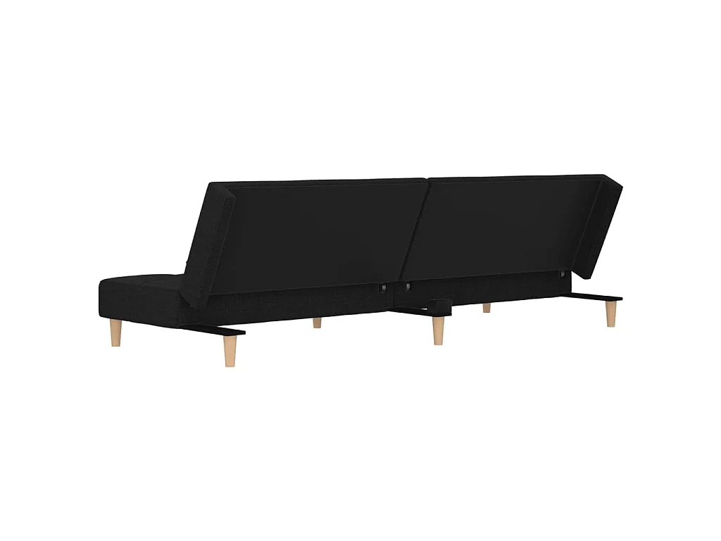 Divano Letto a 2 Posti con 2 Cuscini Nero in Tessuto