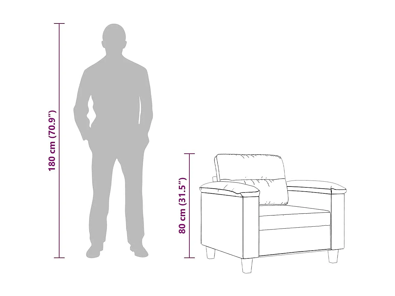 Fauteuil gris foncé 60 cm tissu microfibre