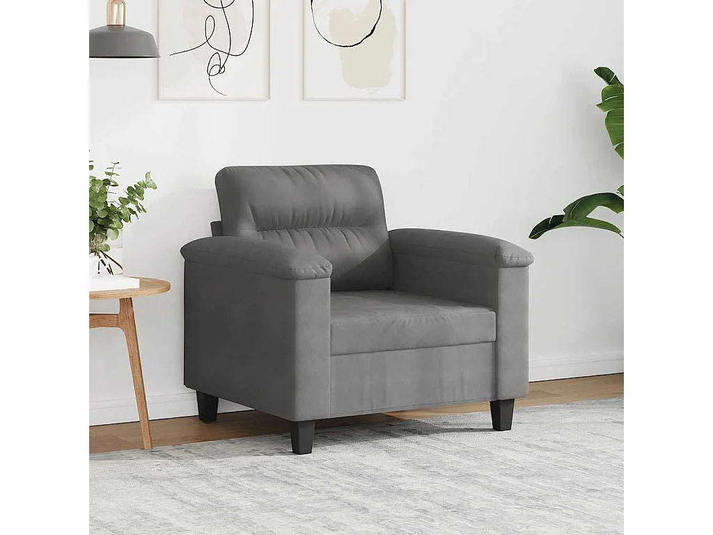 Fauteuil gris foncé 60 cm tissu microfibre