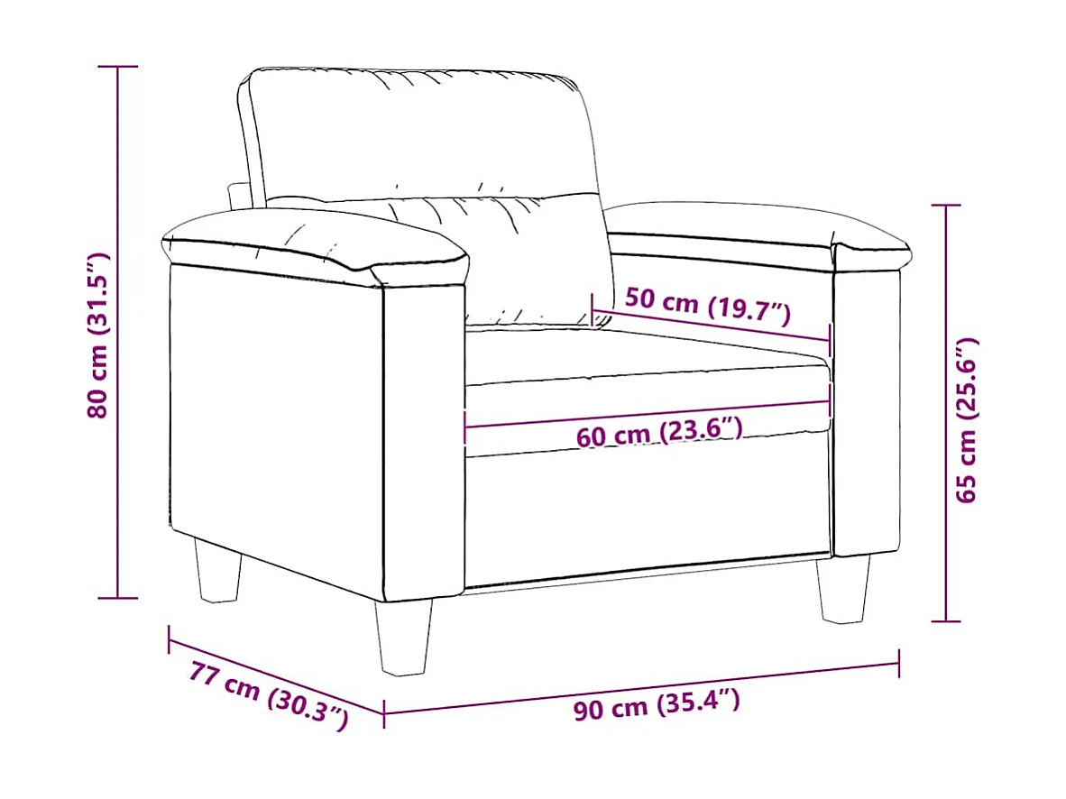 Fauteuil gris foncé 60 cm tissu microfibre