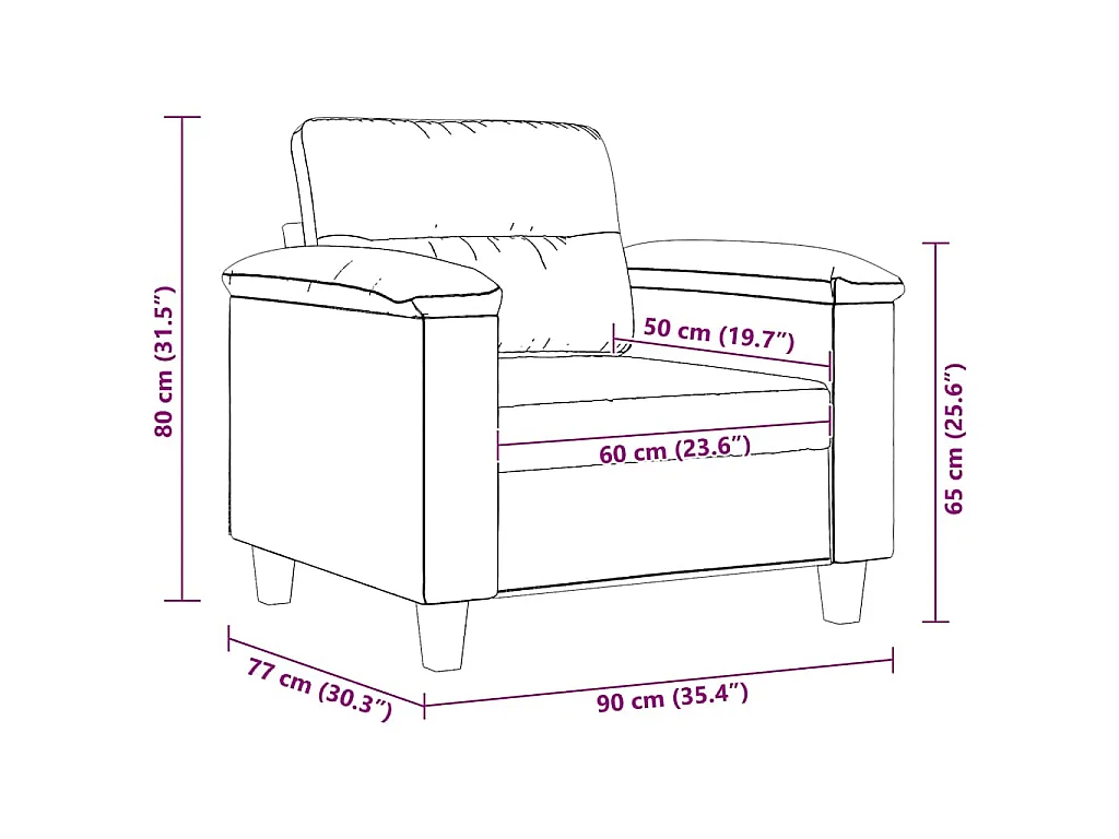 Fauteuil gris foncé 60 cm tissu microfibre