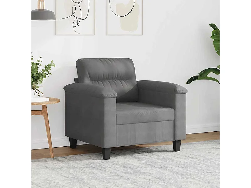 Fauteuil gris foncé 60 cm tissu microfibre