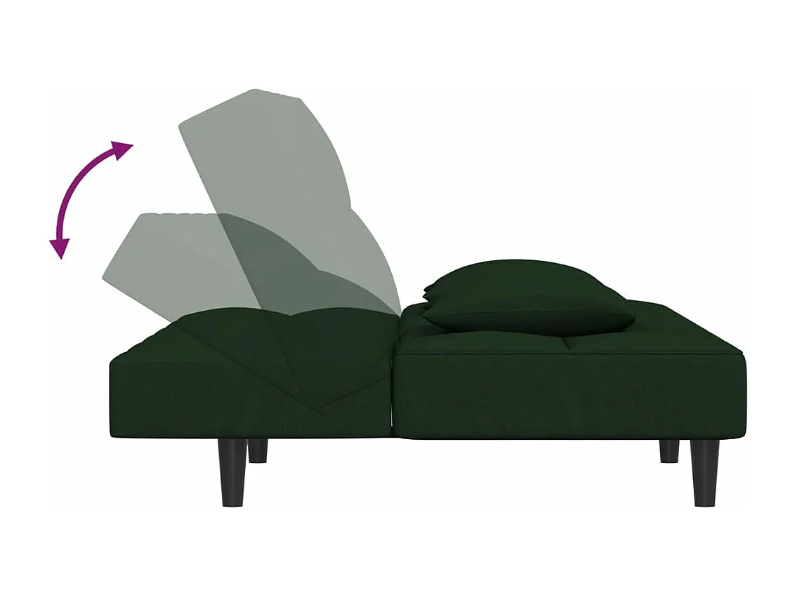 Schlafsofa 2-Sitzer mit 2 Kissen Dunkelgrün Samt