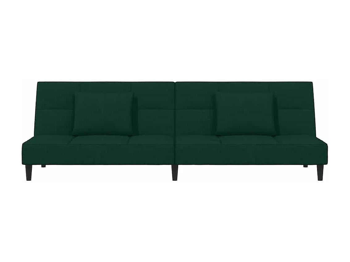 Canapé-lit à 2 places avec deux oreillers Vert foncé Velours