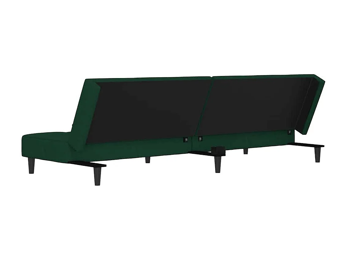 Canapé-lit à 2 places avec deux oreillers Vert foncé Velours
