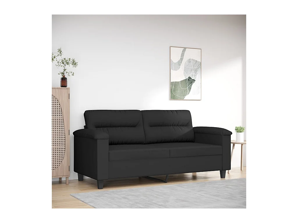 2-Sitzer-Sofa Schwarz 140 cm Mikrofasergewebe