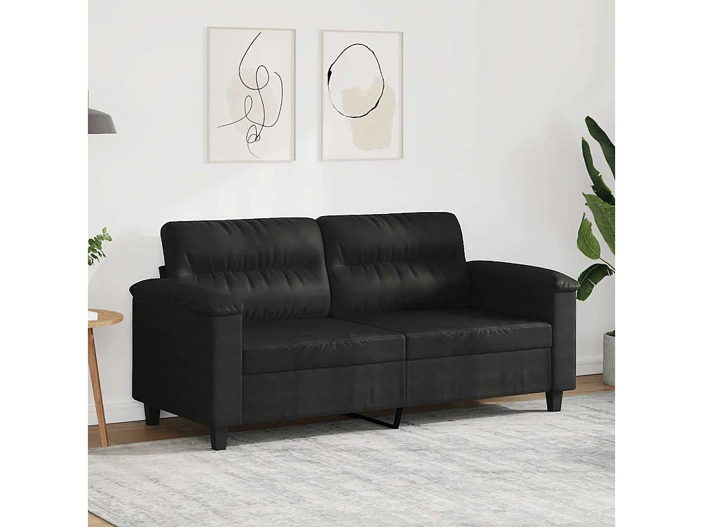 Canapé à 2 places Noir 140 cm Tissu microfibre