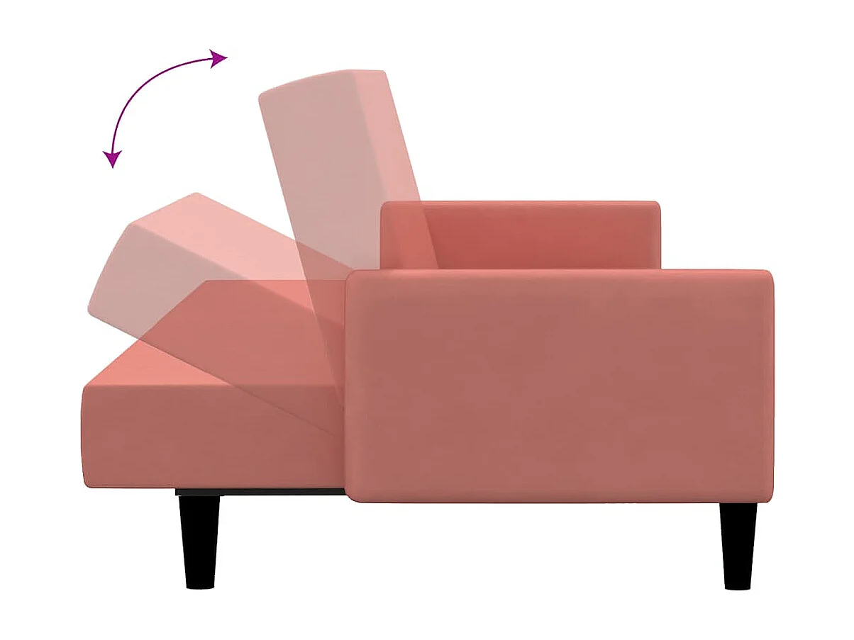 Slaapbank 2-zits fluweel roze