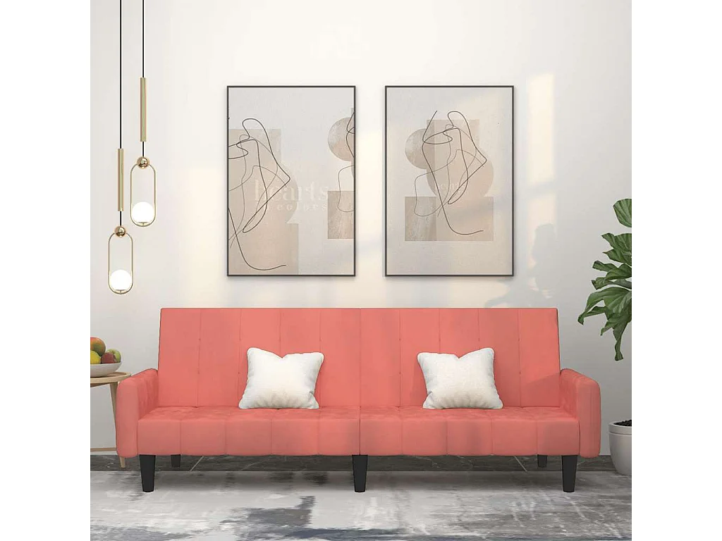 Canapé-lit à 2 places rose velours